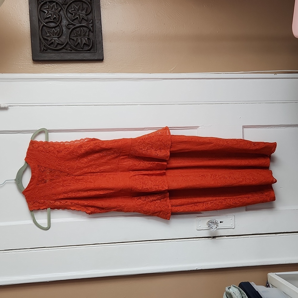 ORANGE SPARK NICOLE BY NICOLE MILLER LACE DRESS SIZE LARGE NEW WITH TAG 2 - Picture 1 of 9
